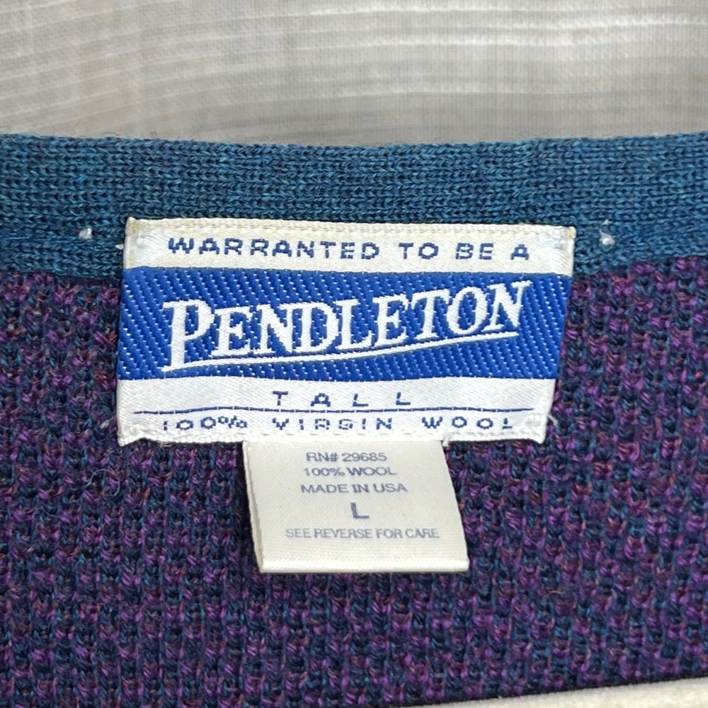 Vintage‎ Pendleton Wool Cardigan Sweater Paisley Scroll Metal Buttons Large Tall - Picture 10 of 10